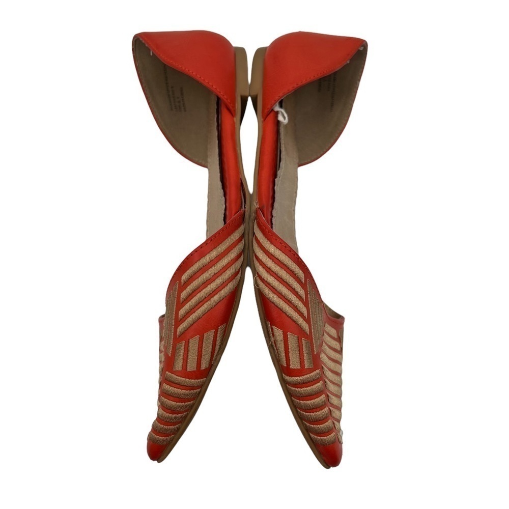 Restricted Orange Striped Leather Pointed Toe Fla… - image 5